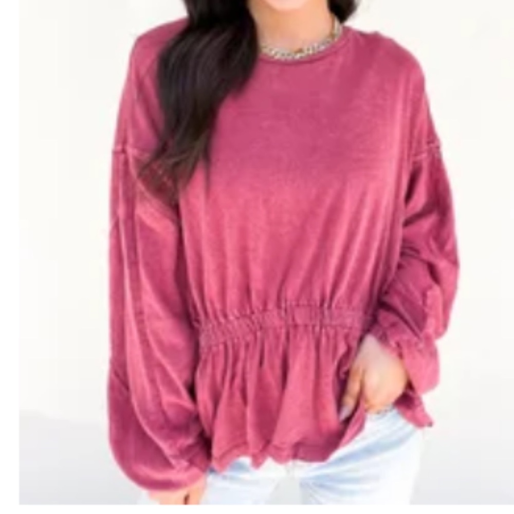 Easel Dusty Rose Long Sleeve Blouse